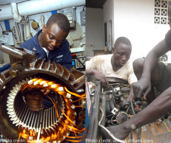 a man repairing car